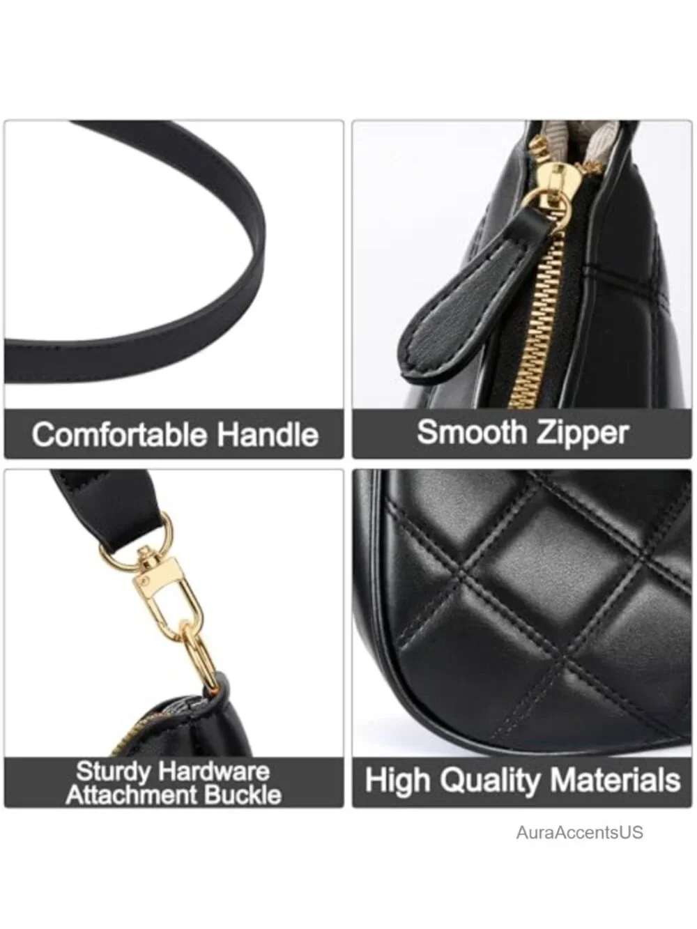 PU Leather Hobo Shoulder Bag with Chain Strap Crossbody Purse